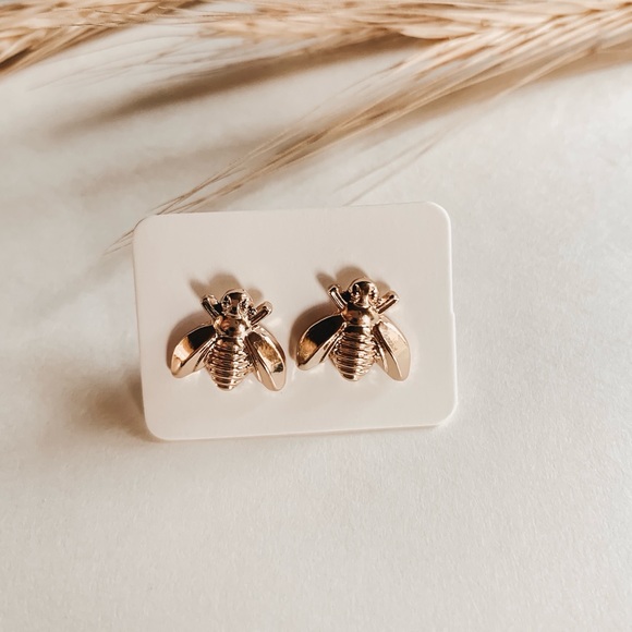 Jewelry - Gold Dainty Bee Earrings